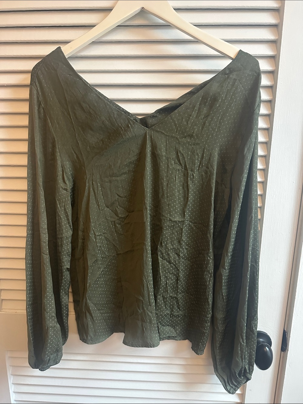 A New Day Olive Green Long-Sleeve V-Neck Women's Top